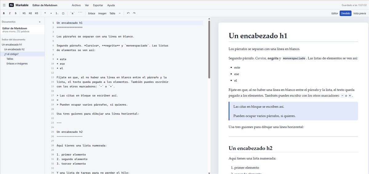 Editor online de Markdown a HTML, gratis y sin publicidad